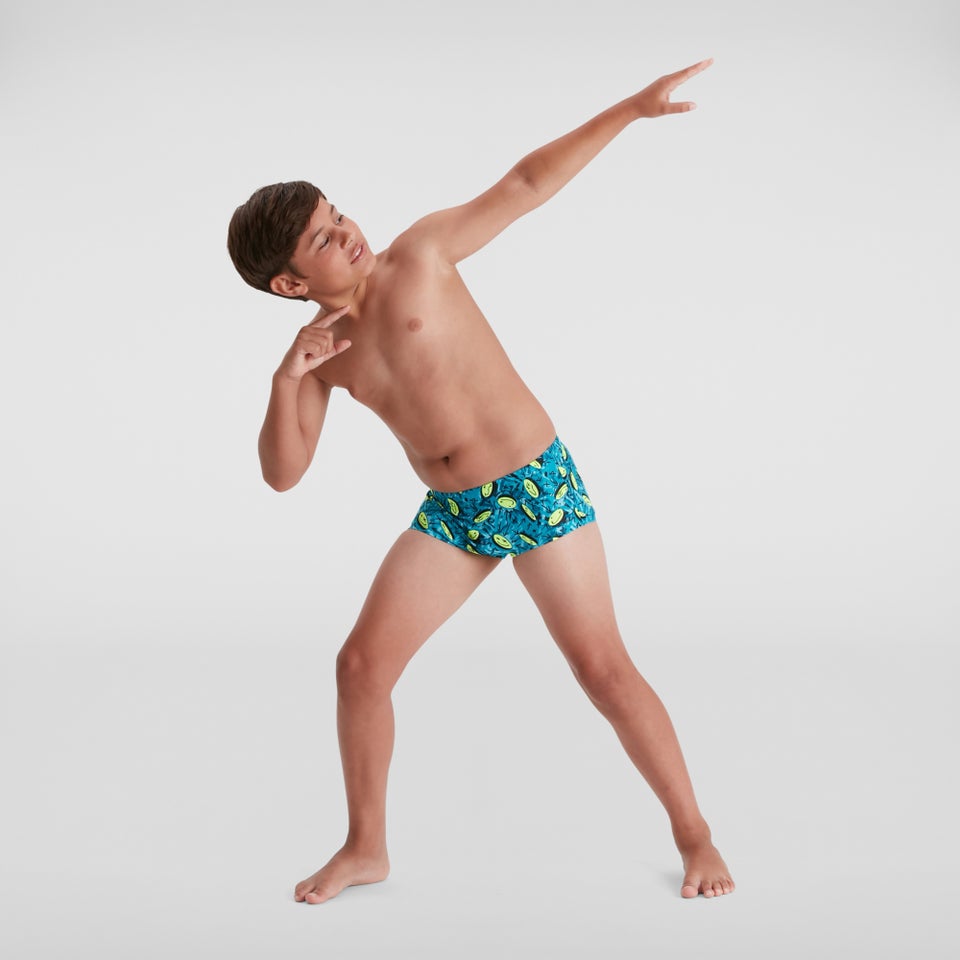 Jungen Allover 13 cm Badehose Blau/Grün