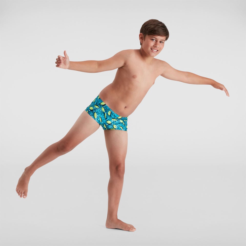 Jungen Allover 13 cm Badehose Blau/Grün