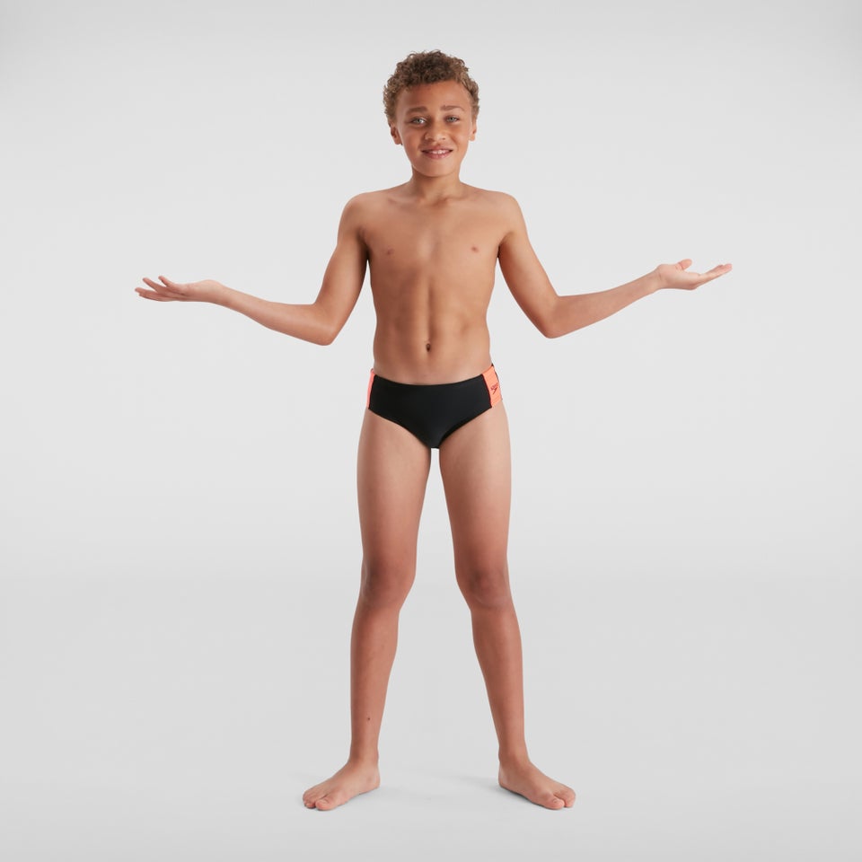 Jungen Boom Logo Splice 5 cm Badehose Schwarz/Rot