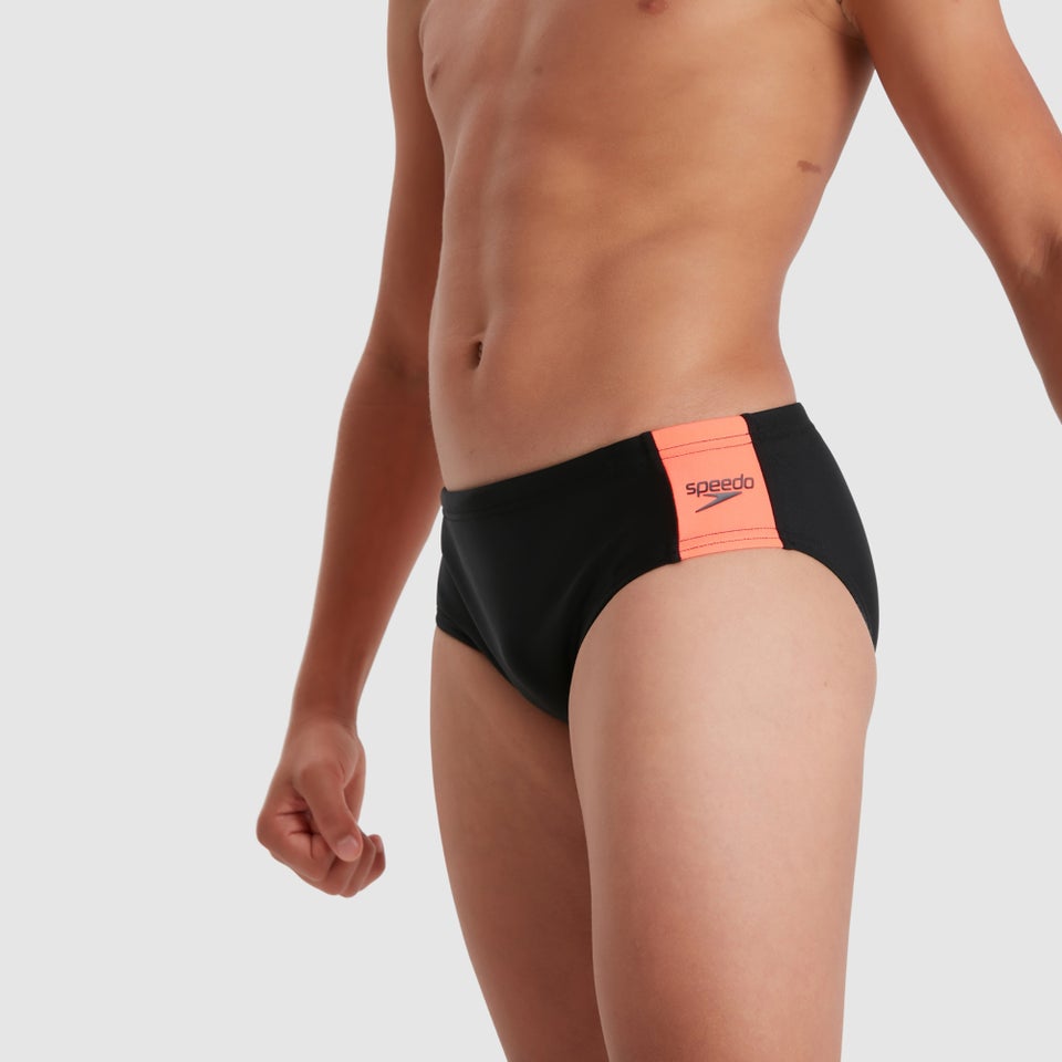 Jungen Boom Logo Splice 5 cm Badehose Schwarz/Rot