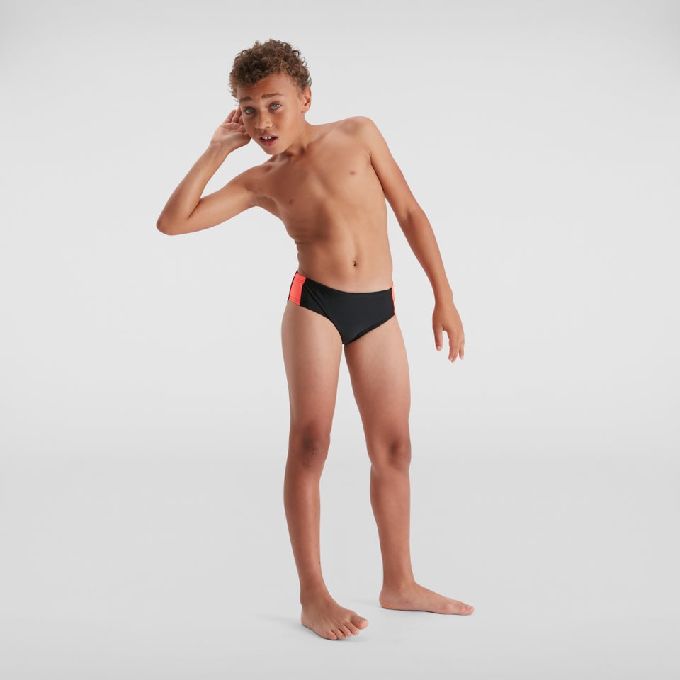 Jungen Boom Logo Splice 5 cm Badehose Schwarz/Rot