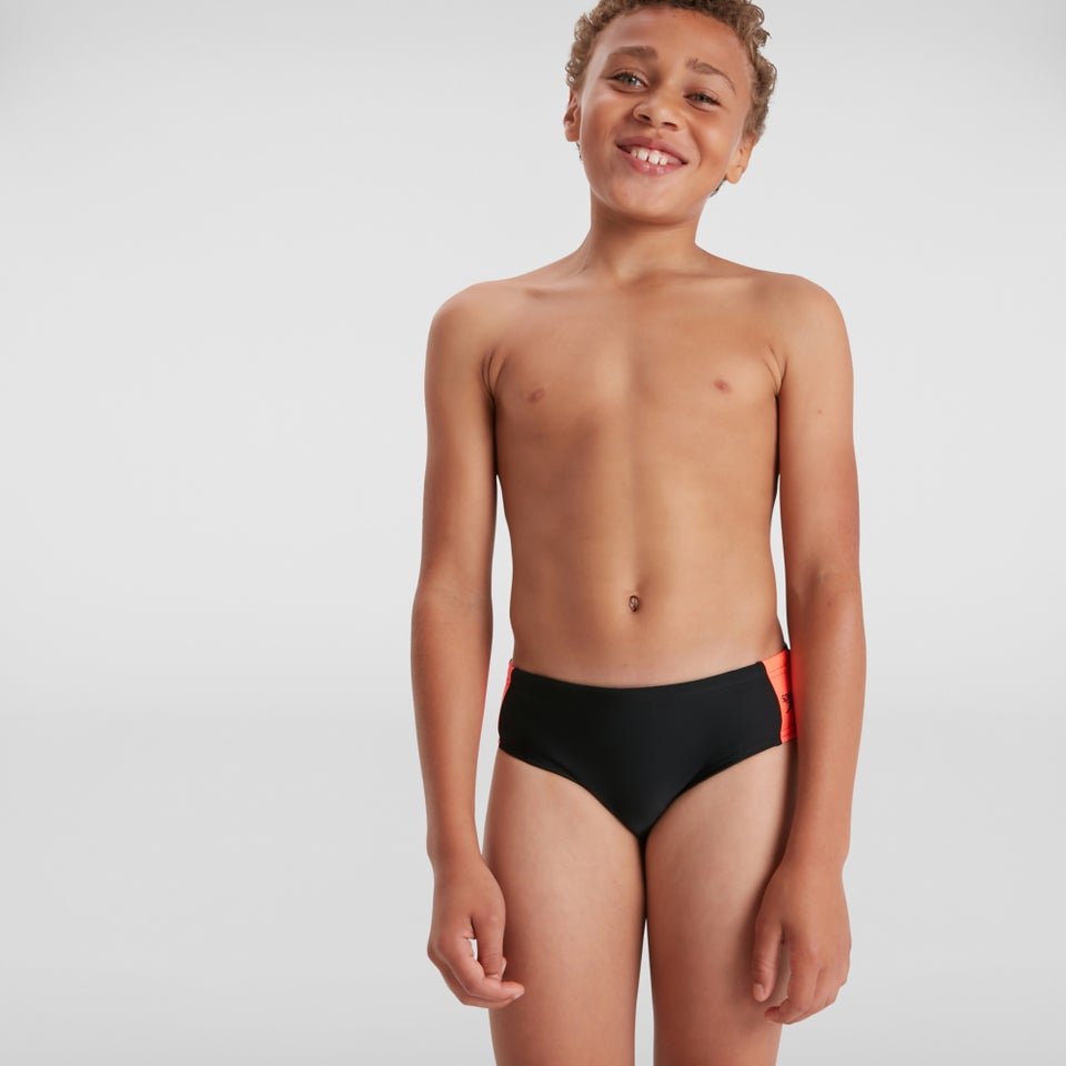 Jungen Boom Logo Splice 5 cm Badehose Schwarz/Rot