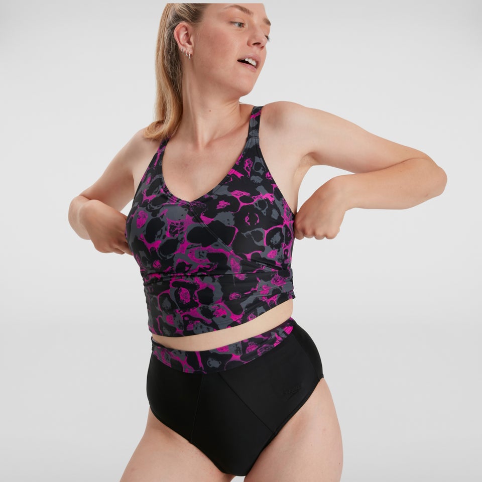 Damen Evie Printed Tankini Schwarz/Pink