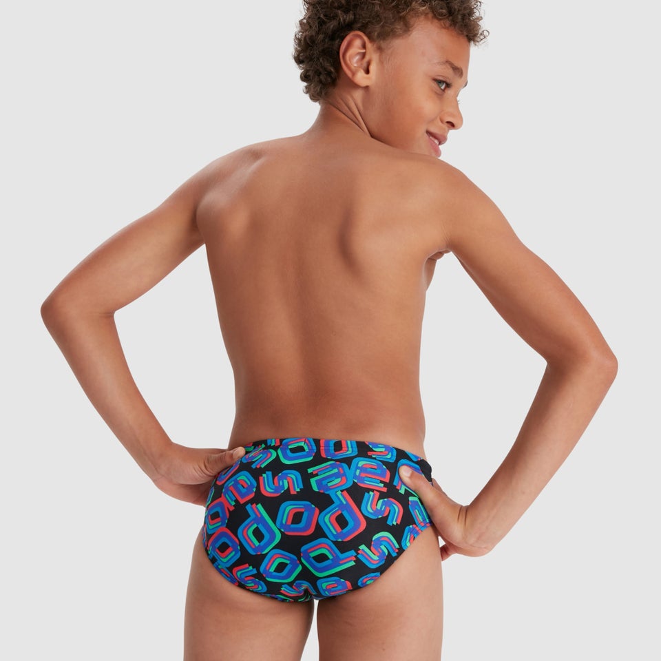 Jungen Digital 6,5 cm Badehose Schwarz/Rot