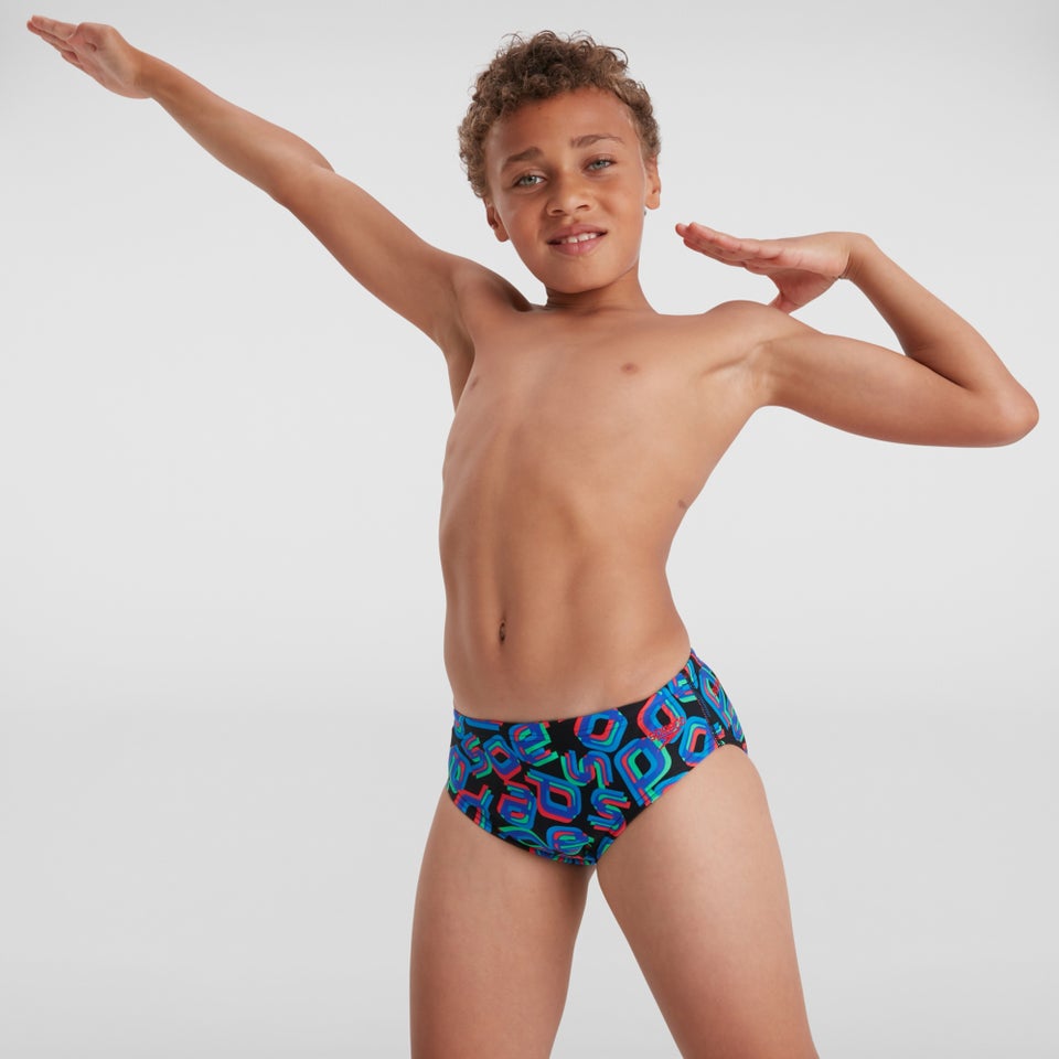 Jungen Digital 6,5 cm Badehose Schwarz/Rot