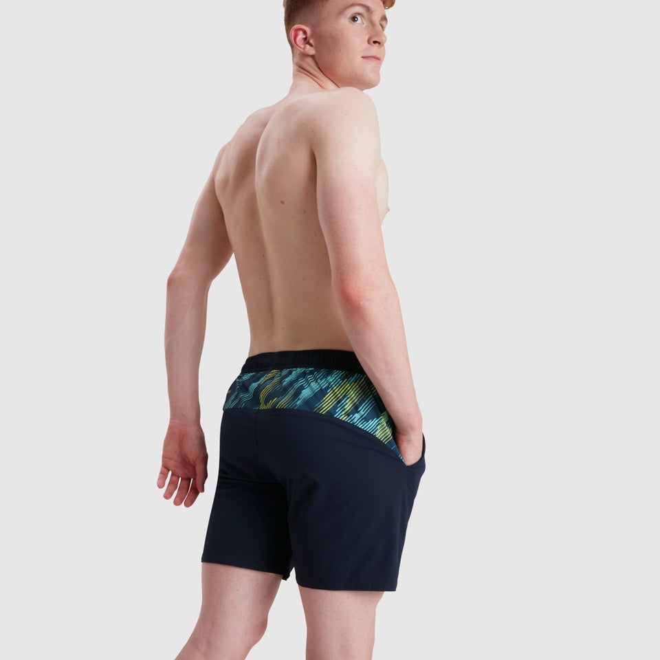 Men's Sport Panel 16" Swim Short Navy/Green