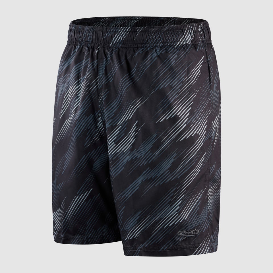 Herren Sport Allover 45 cm Badeshorts Schwarz/Grau