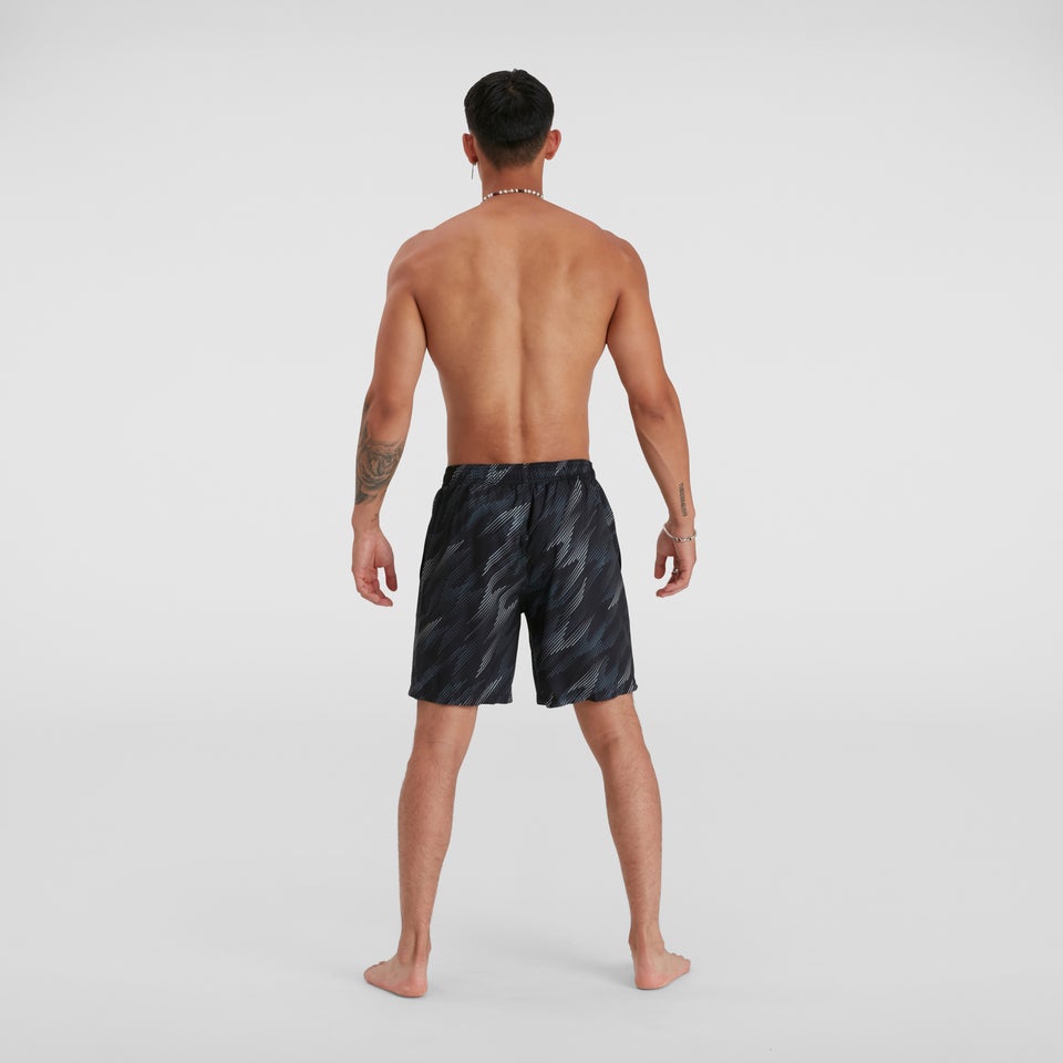 Herren Sport Allover 45 cm Badeshorts Schwarz/Grau