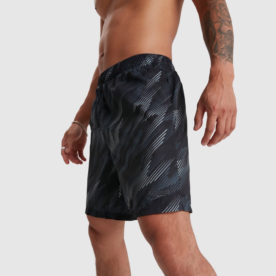 Herren Sport Allover 45 cm Badeshorts Schwarz/Grau