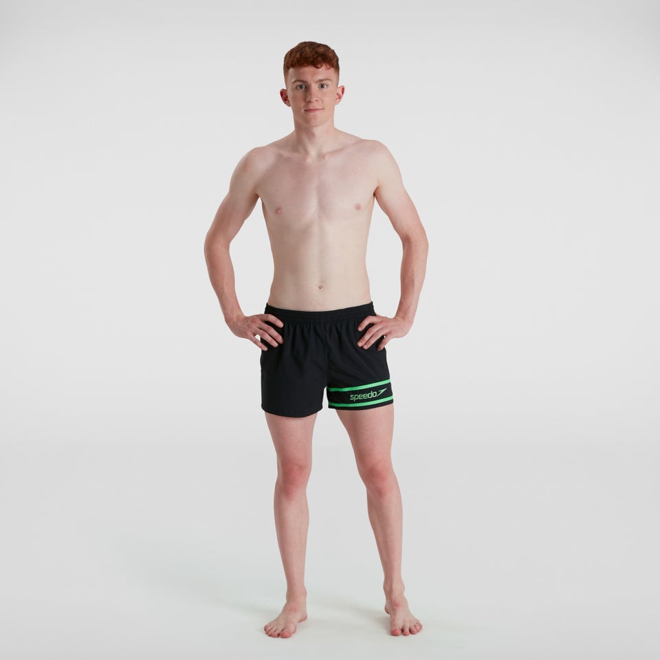 Short de bain Homme Retro 33 cm noir/vert