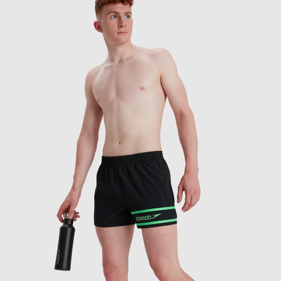 Short de bain Homme Retro 33 cm noir/vert