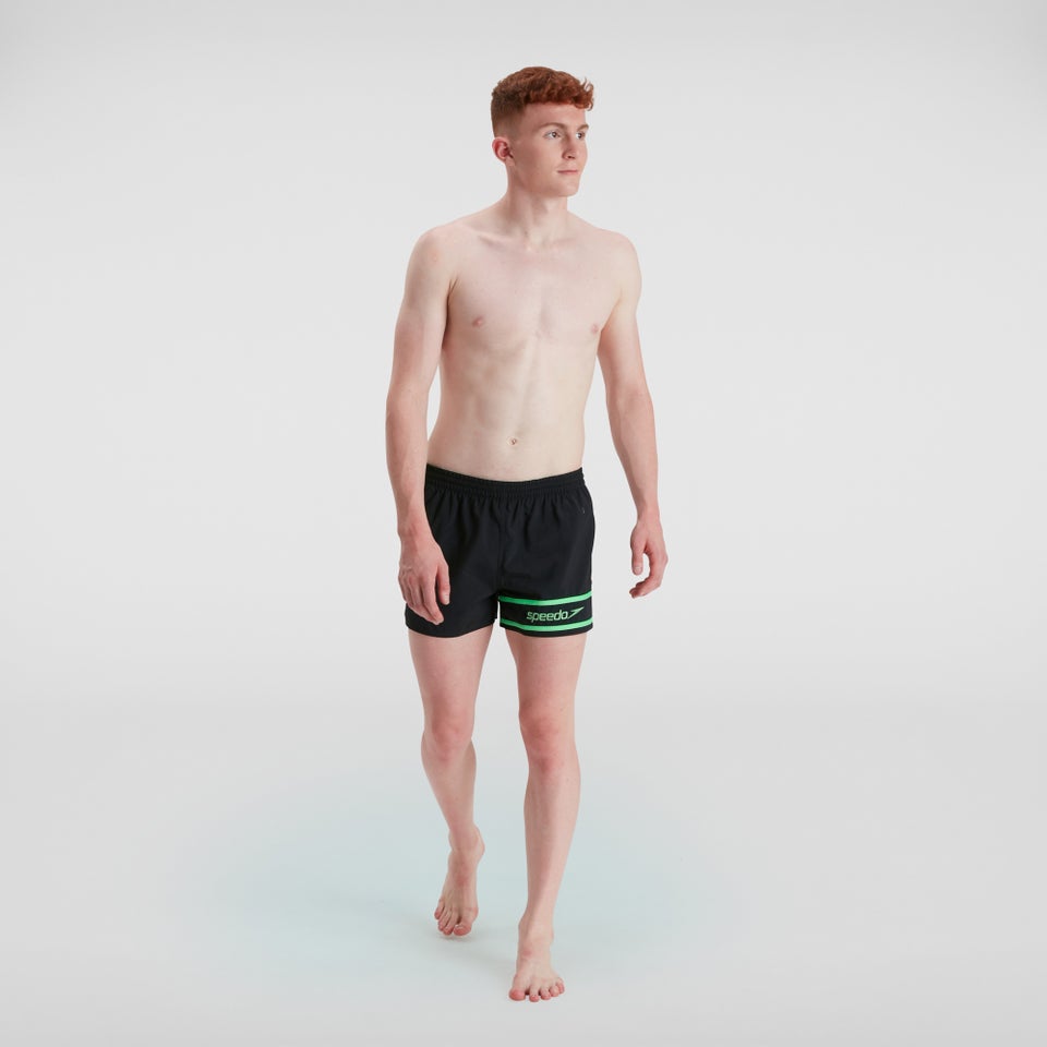 Short de bain Homme Retro 33 cm noir/vert