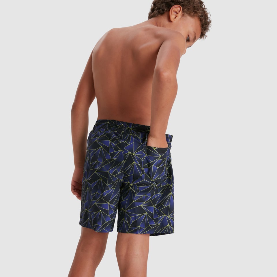Jungen Printed 15" Badeshorts Blau/Schwarz