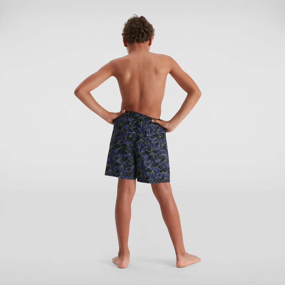 Jungen Printed 15" Badeshorts Blau/Schwarz