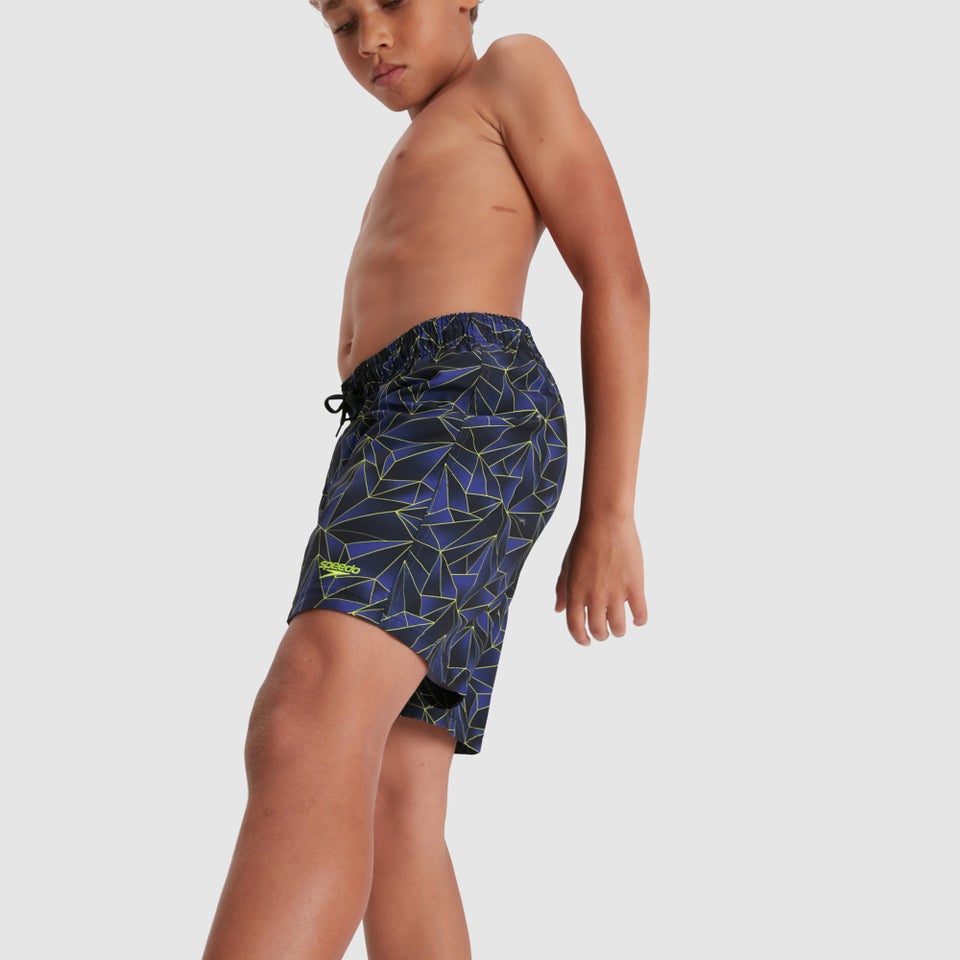 Jungen Printed 15" Badeshorts Blau/Schwarz