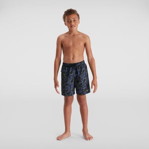 Jungen Printed 15" Badeshorts Blau/Schwarz - XS