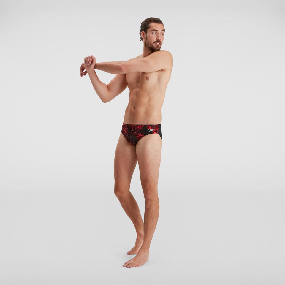 Herren Allover 7 cm Badehose Schwarz/Rot