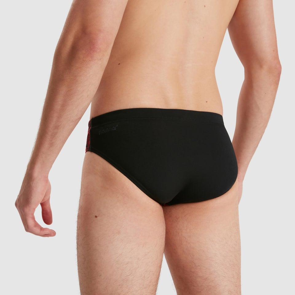 Herren Allover 7 cm Badehose Schwarz/Rot