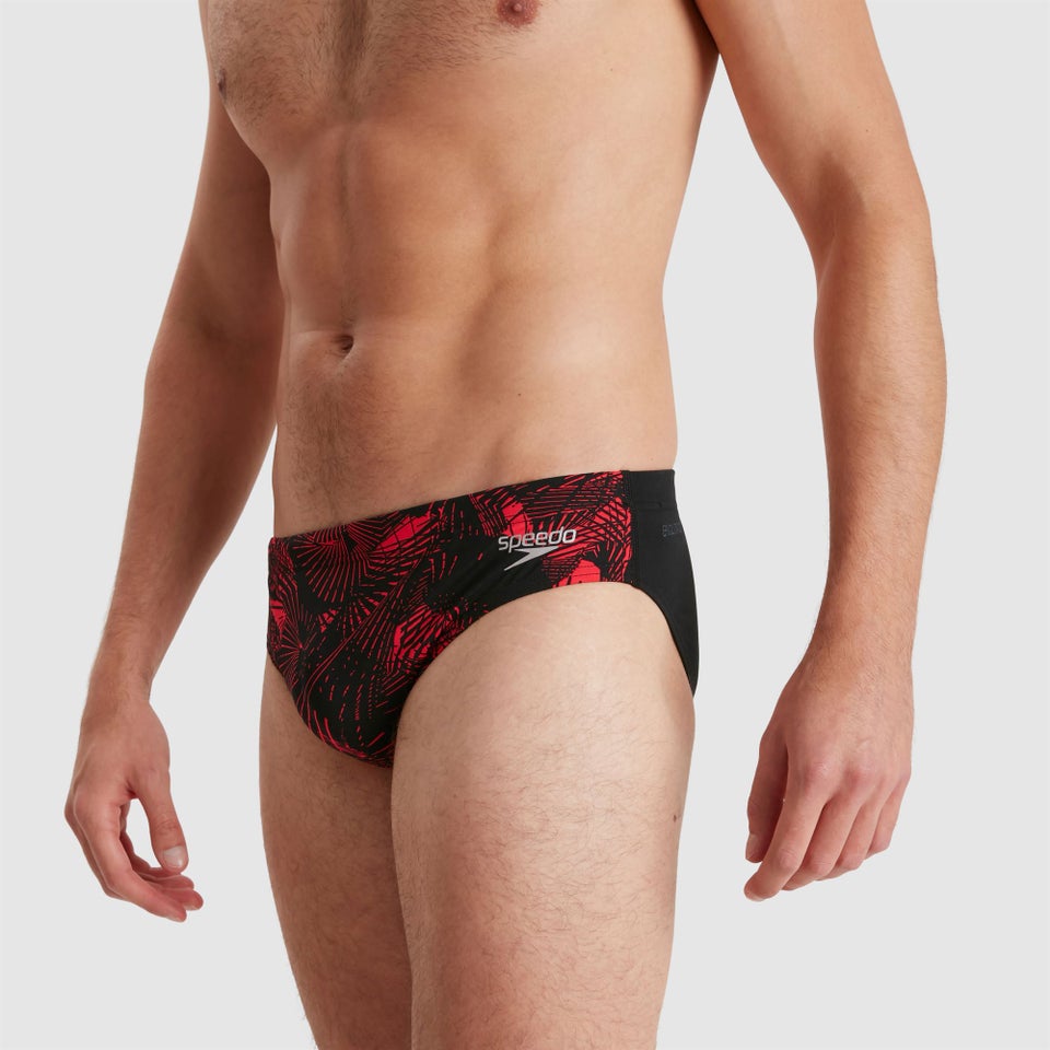 Herren Allover 7 cm Badehose Schwarz/Rot