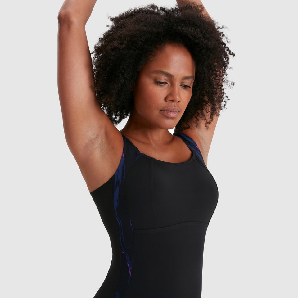 Damen Lunalustre Printed Badeanzug Schwarz/Pink