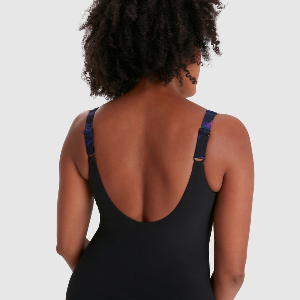 Damen Lunalustre Printed Badeanzug Schwarz/Pink