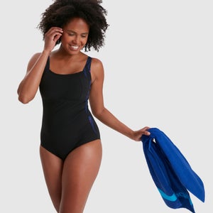 Damen Lunalustre Printed Badeanzug Schwarz/Pink