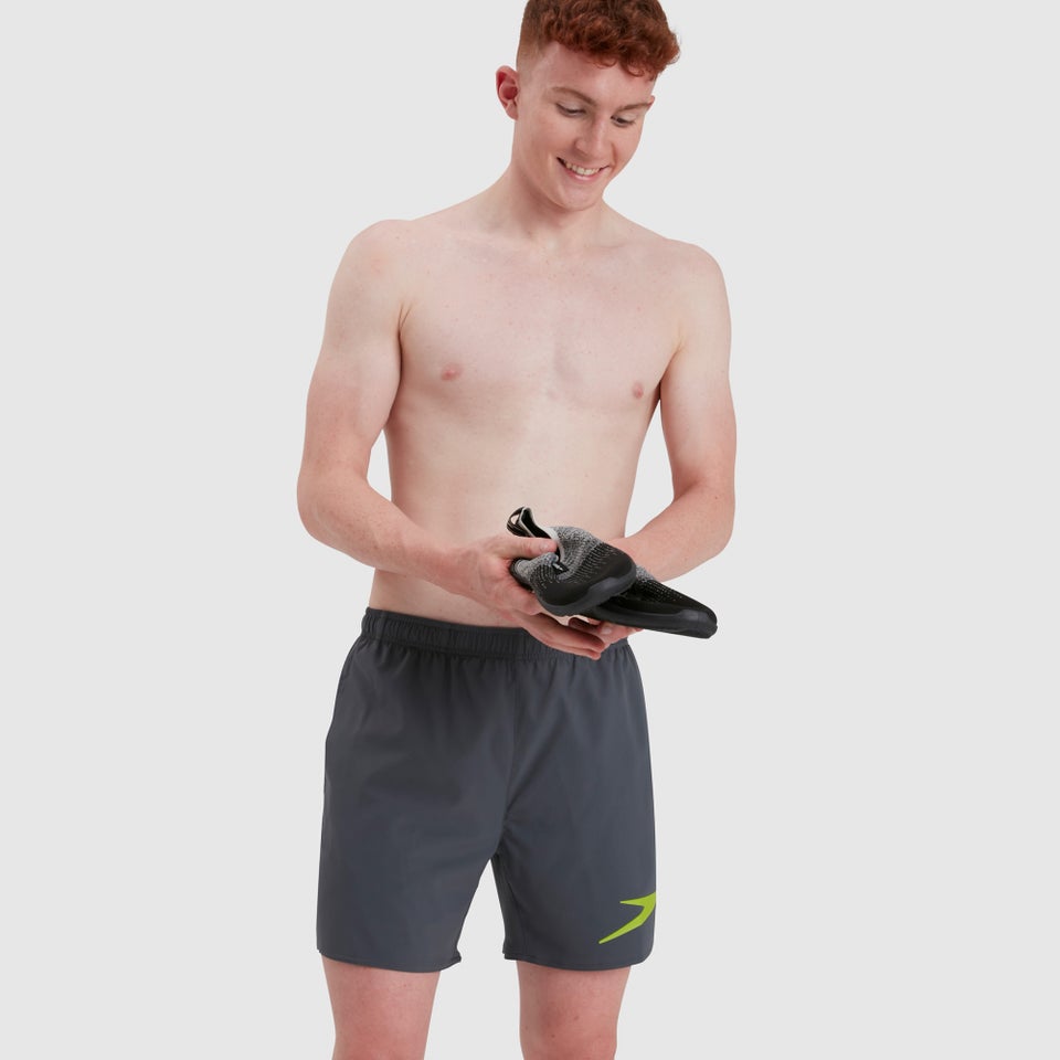 Herren Sport Logo 40 cm Badeshorts Grau/Grün