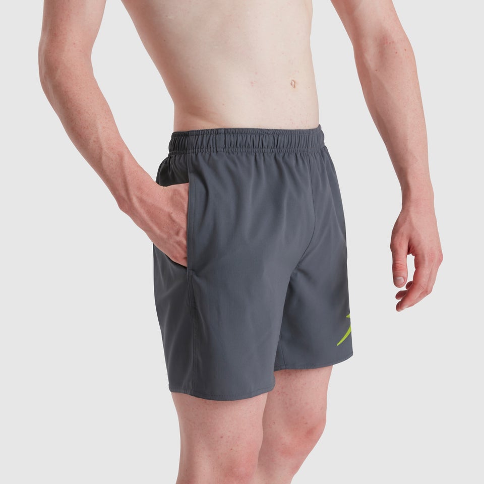 Herren Sport Logo 40 cm Badeshorts Grau/Grün