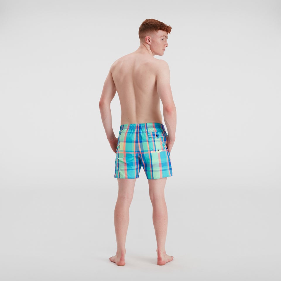 Men's Check Leisure 16" Swim Short Blue
