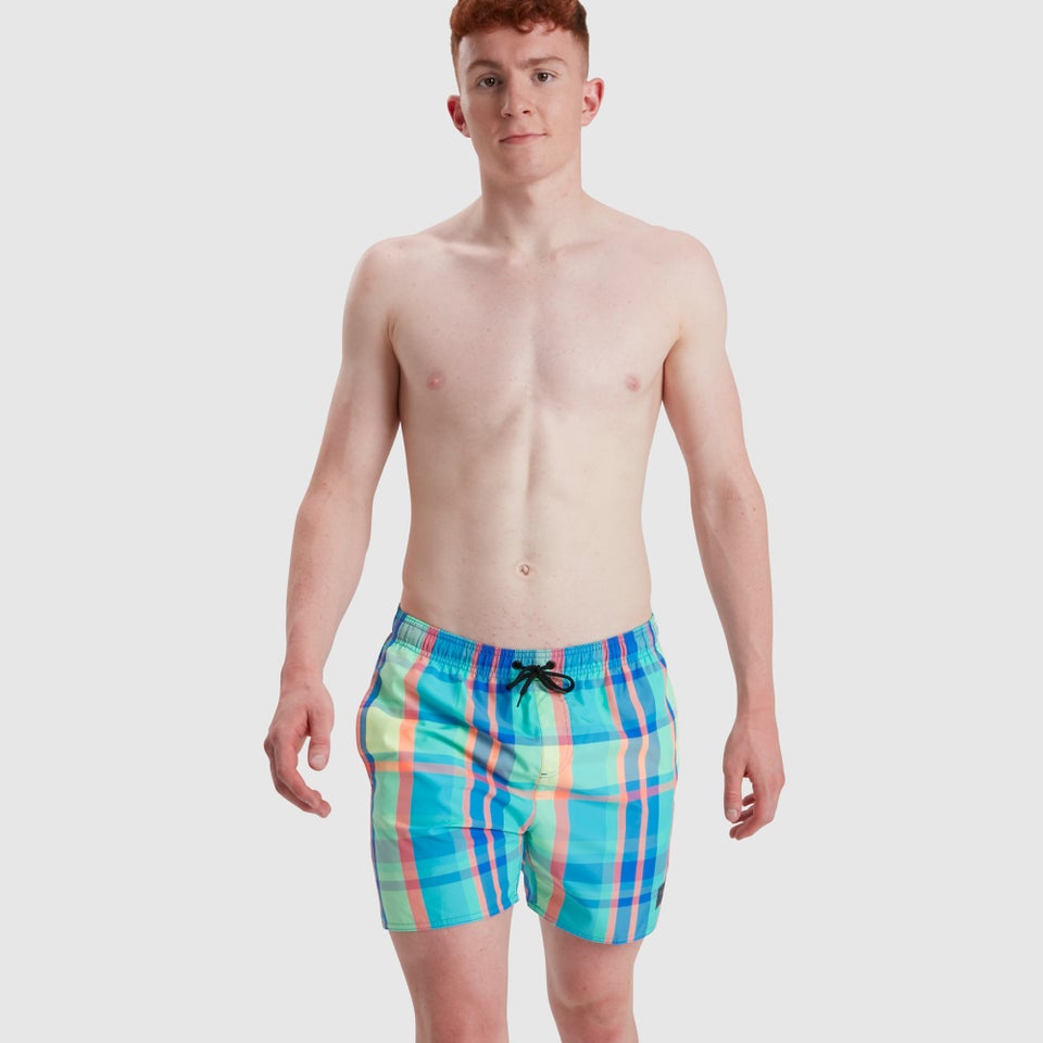 Men's Check Leisure 16" Swim Short Blue