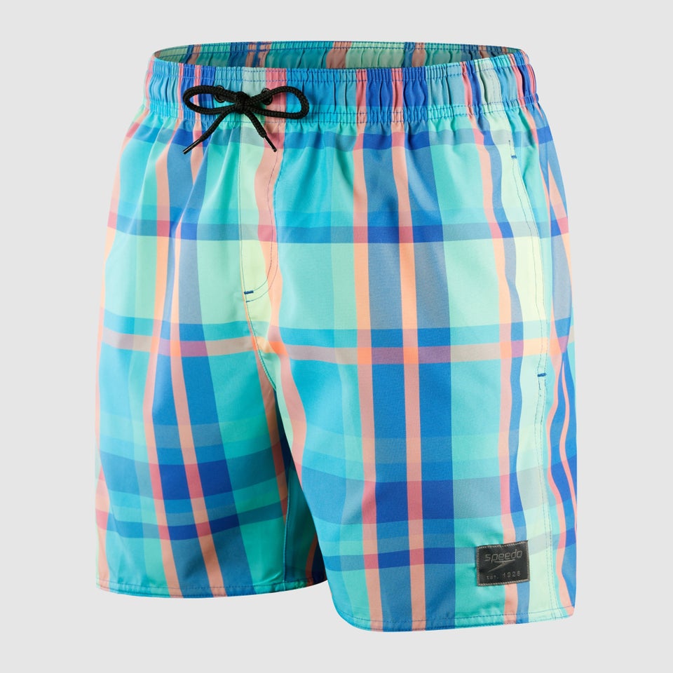 Men's Check Leisure 16" Swim Short Blue