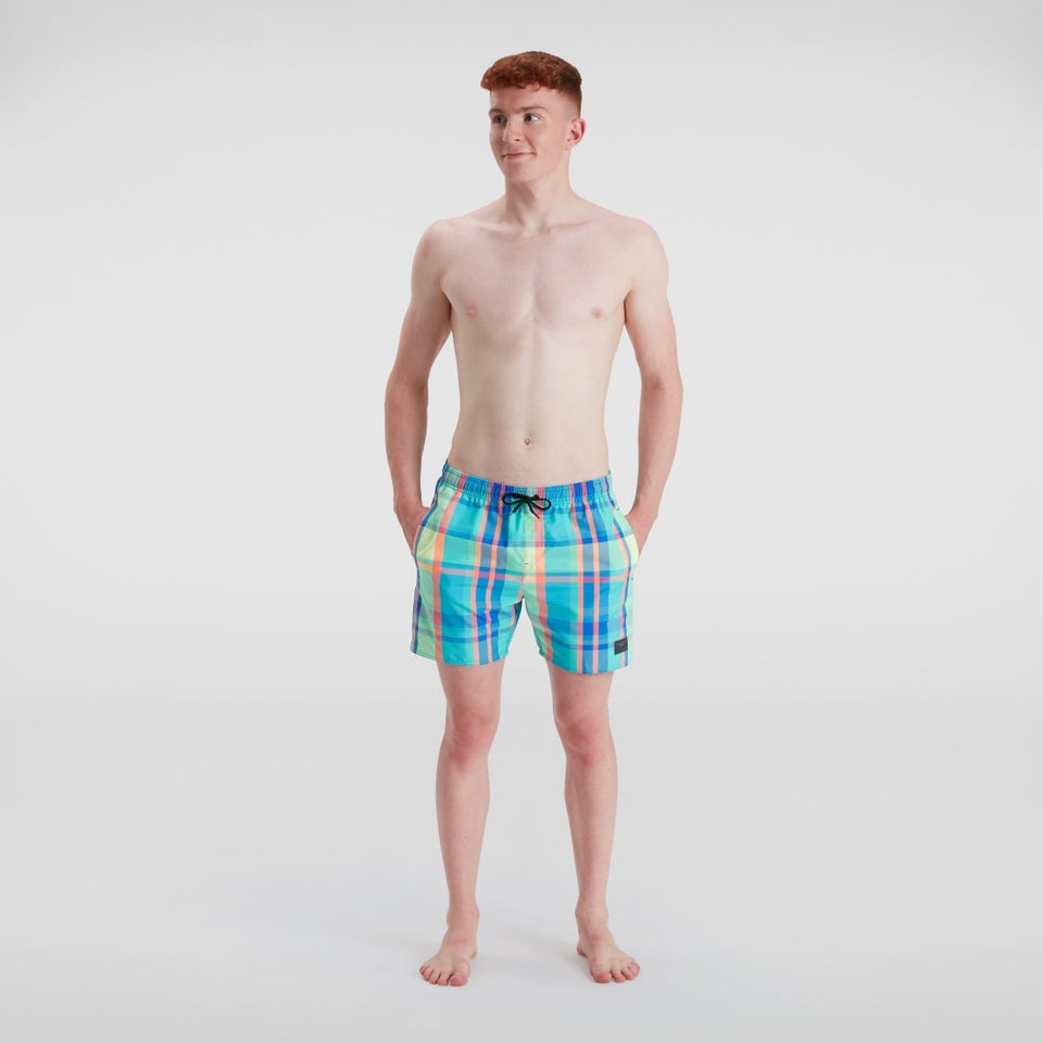 Men's Check Leisure 16" Swim Short Blue