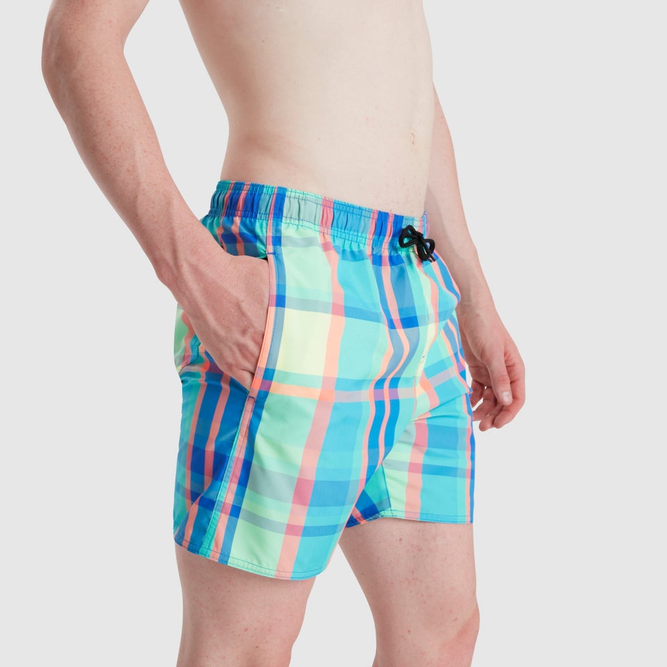 Men's Check Leisure 16" Swim Short Blue