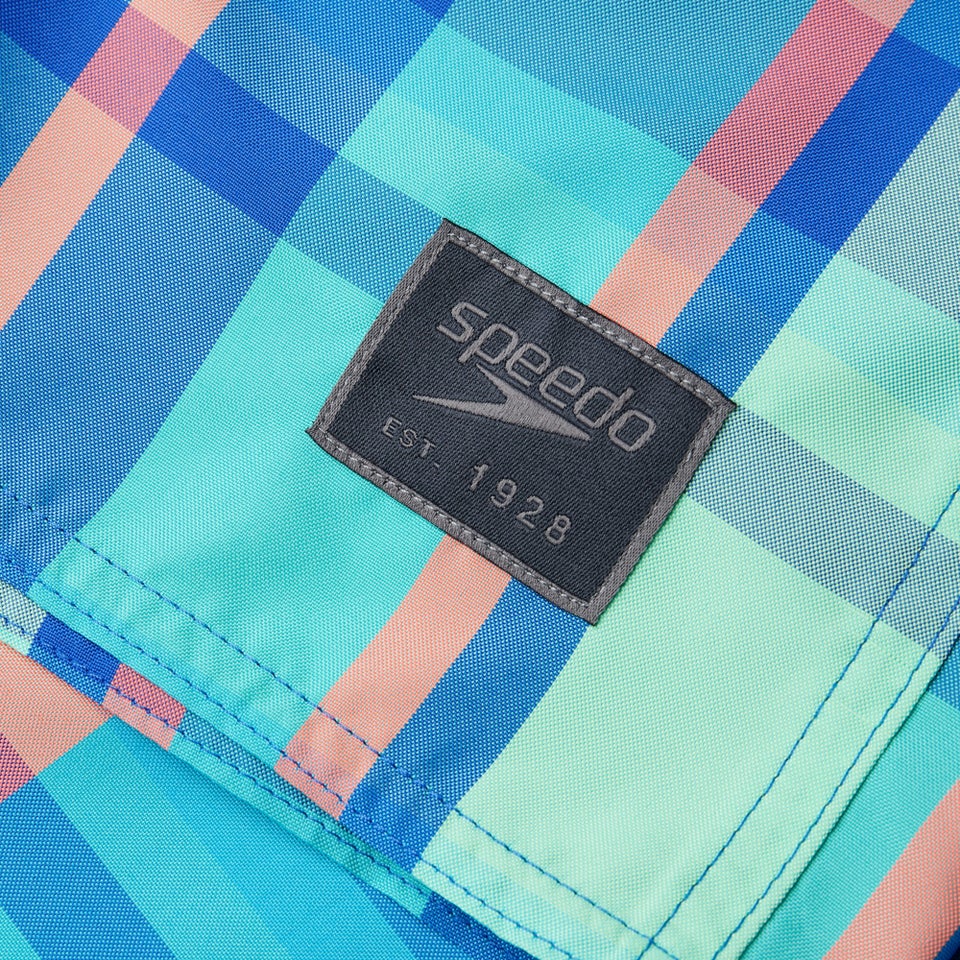 Men's Check Leisure 16" Swim Short Blue