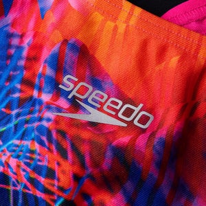 Damen Printed Medalist Badeanzug Schwarz/Pink