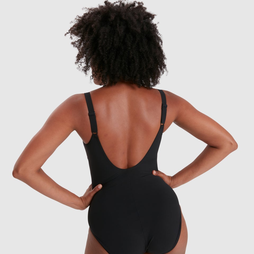 Damen Contourlustre Printed Badeanzug Schwarz/Pink