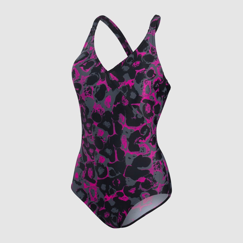 Damen Lexi Printed Badeanzug Schwarz/Pink