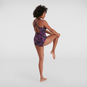 Damen Lexi Printed Badeanzug Schwarz/Pink