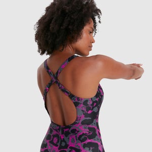 Damen Lexi Printed Badeanzug Schwarz/Pink