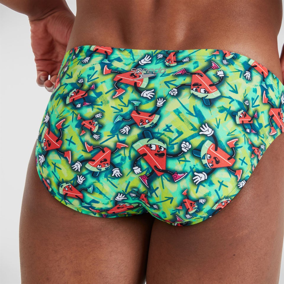 Slip de bain Homme Allover 5 cm vert/rose