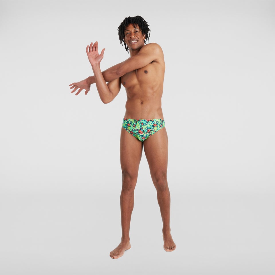 Slip de bain Homme Allover 5 cm vert/rose