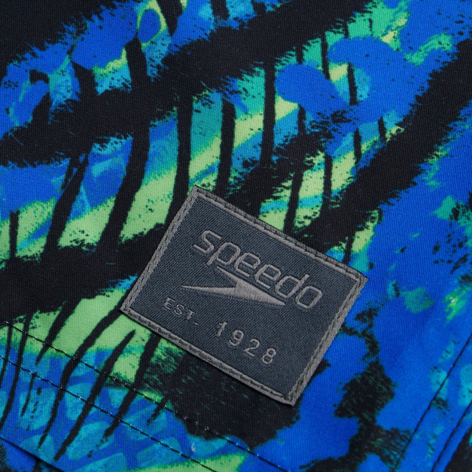 Herren Print Leisure 18" Badeshorts Schwarz/Blau