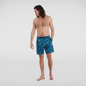 Herren Print Leisure 18" Badeshorts Schwarz/Blau - XS