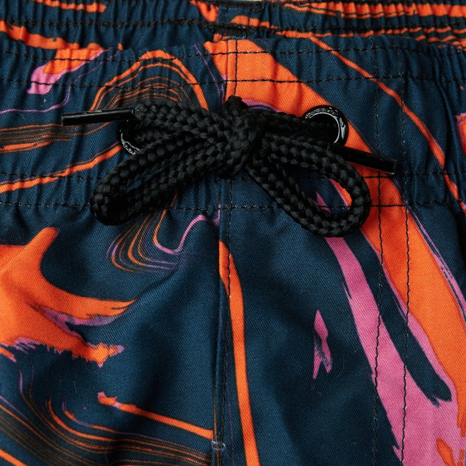 Herren Print Leisure 14" Badeshorts Schwarz/Orange