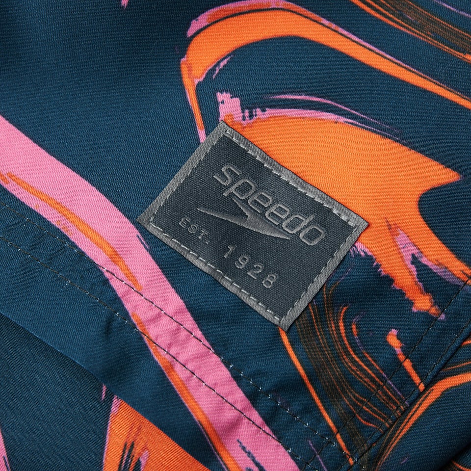 Herren Print Leisure 14" Badeshorts Schwarz/Orange