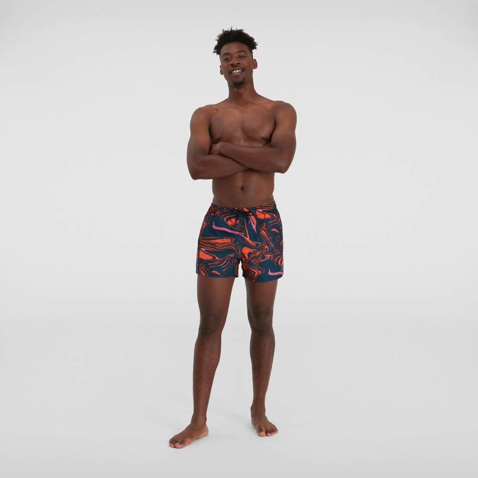 Herren Print Leisure 14" Badeshorts Schwarz/Orange