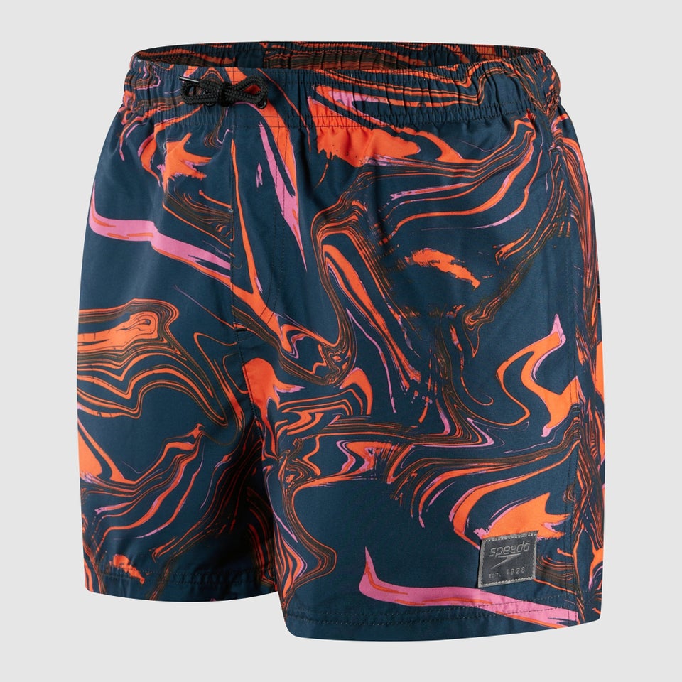 Herren Print Leisure 14" Badeshorts Schwarz/Orange