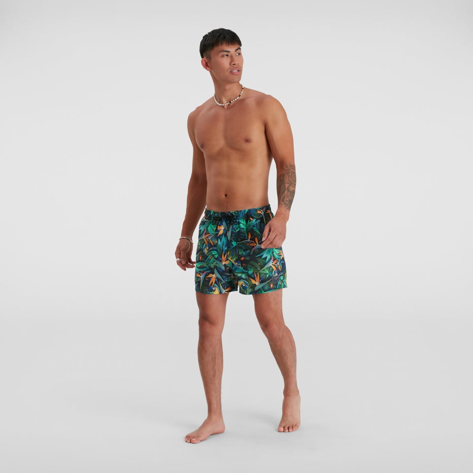 Herren Digital Printed Leisure 14" Badeshorts Schwarz/Grün