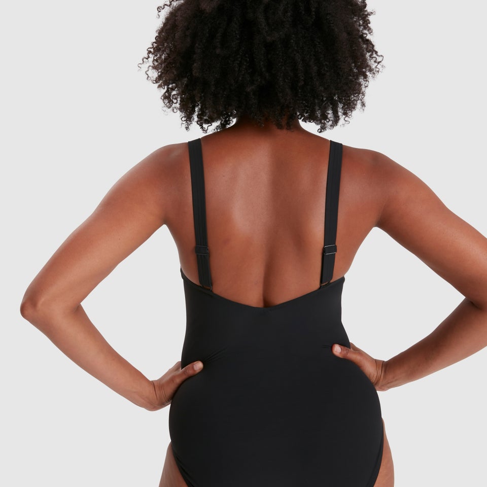 Damen Amberglow Printed Badeanzug Schwarz/Pink