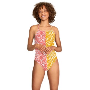 Women's Print Half Split One Piece Pink - 24